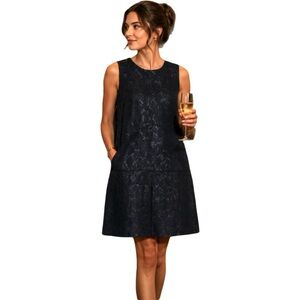 Laundry by Shelli Segal Black Jacquard Sleeveless Shift Dress Size 12 NWT LBD